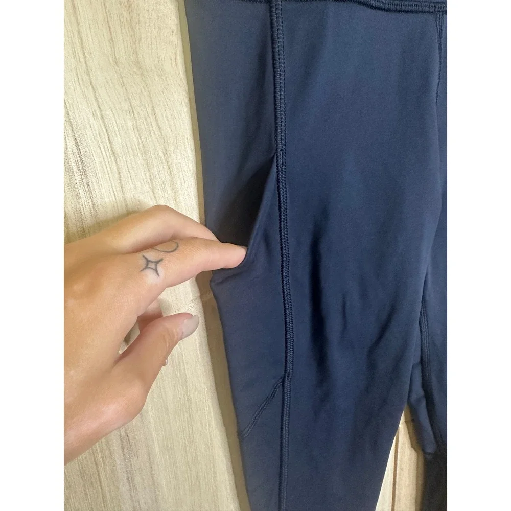 Lululemon Athletica Womens Blue Crop Leggings Ruched‎ Size 2